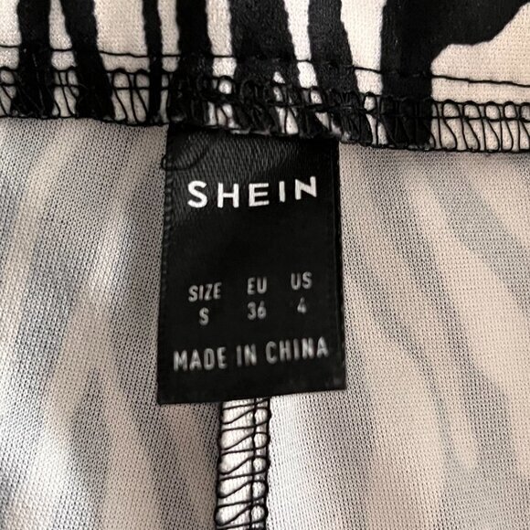 Shein Womens Zebra Print Flare Bell Bottom-Sides Zip Pants Size S‎ (4) Stretch - Picture 5 of 8